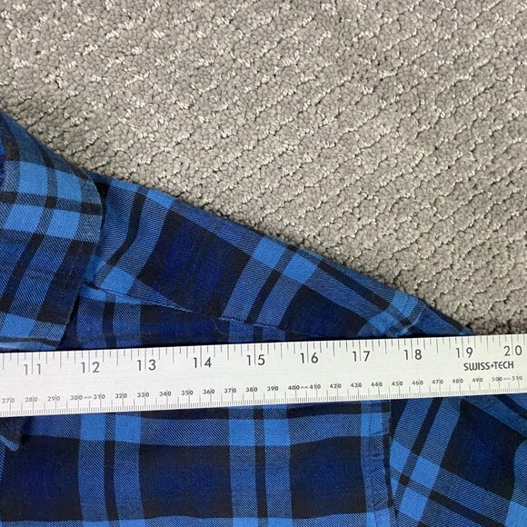 Eton Flannel Shirt Large 42 16.5 Blue Contemporary Fit Lightweight Plaid Indigo - Picture 11 of 13